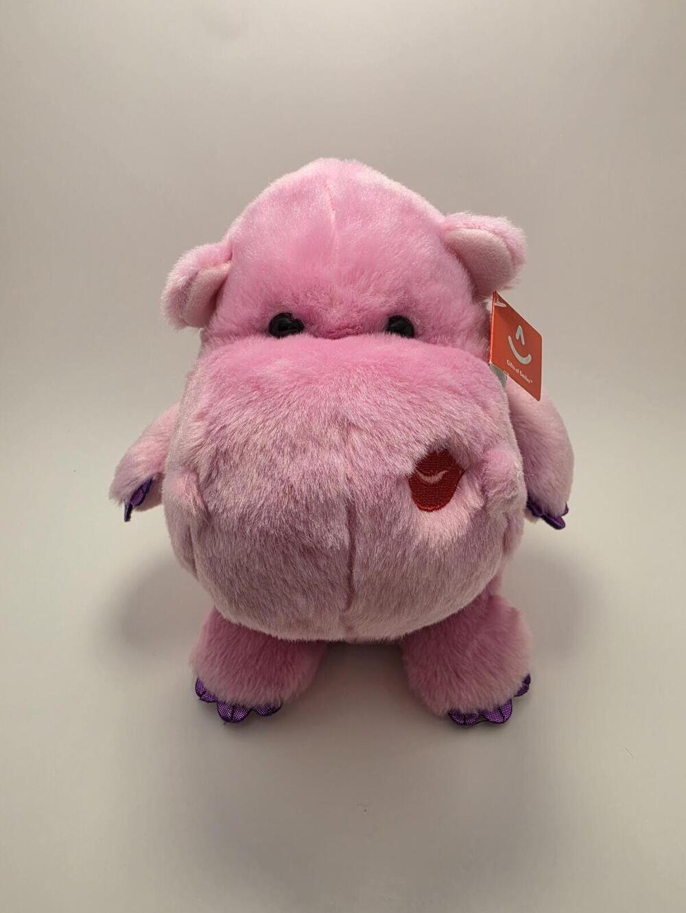 Vintage Aurora Pink Kissing Hippo Plush New with Tags, Sound works (10 inch)